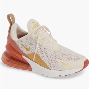 Nike Women's Air Max 270 in Cream and Gold Terra Blush - Size 8.5